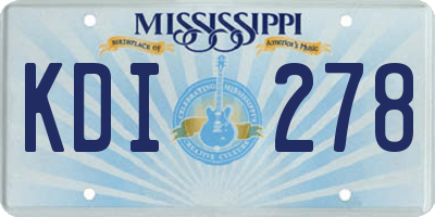MS license plate KDI278