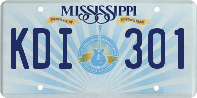 MS license plate KDI301