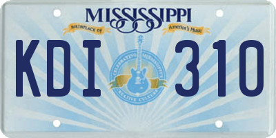 MS license plate KDI310