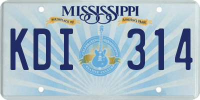 MS license plate KDI314