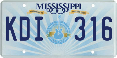 MS license plate KDI316