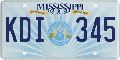 MS license plate KDI345