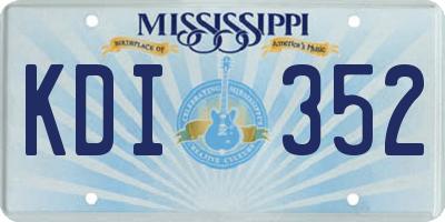 MS license plate KDI352