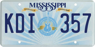 MS license plate KDI357