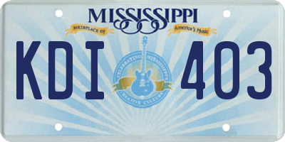 MS license plate KDI403