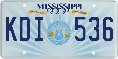 MS license plate KDI536