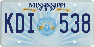 MS license plate KDI538