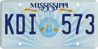 MS license plate KDI573