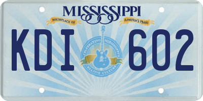 MS license plate KDI602