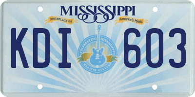 MS license plate KDI603