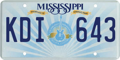 MS license plate KDI643