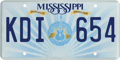 MS license plate KDI654
