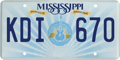 MS license plate KDI670