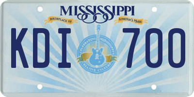 MS license plate KDI700