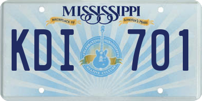 MS license plate KDI701