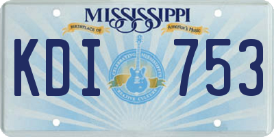 MS license plate KDI753