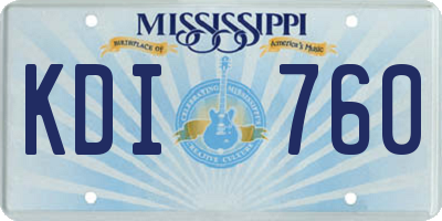 MS license plate KDI760