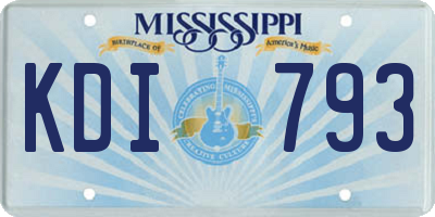 MS license plate KDI793