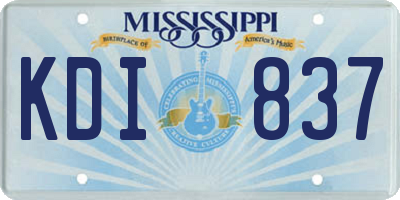 MS license plate KDI837