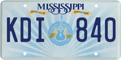 MS license plate KDI840