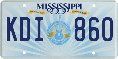 MS license plate KDI860