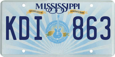 MS license plate KDI863