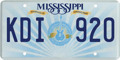 MS license plate KDI920