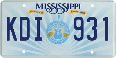 MS license plate KDI931