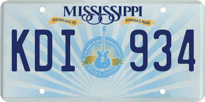 MS license plate KDI934