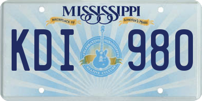 MS license plate KDI980