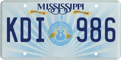 MS license plate KDI986