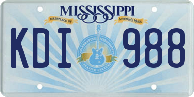 MS license plate KDI988