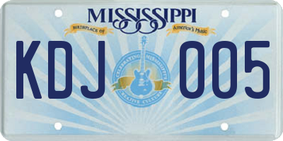 MS license plate KDJ005