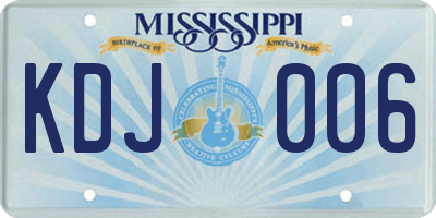 MS license plate KDJ006