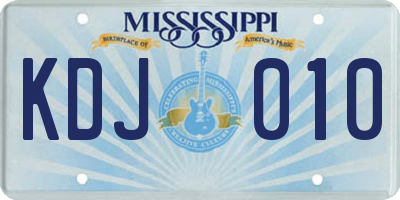 MS license plate KDJ010