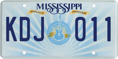 MS license plate KDJ011