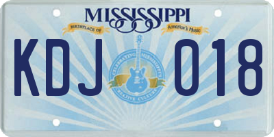 MS license plate KDJ018