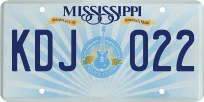 MS license plate KDJ022
