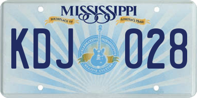 MS license plate KDJ028