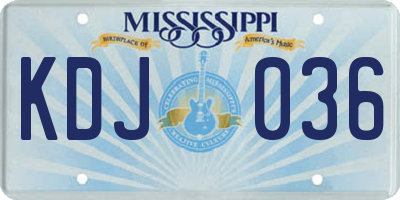 MS license plate KDJ036
