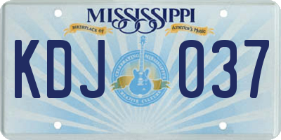 MS license plate KDJ037