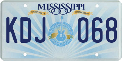 MS license plate KDJ068
