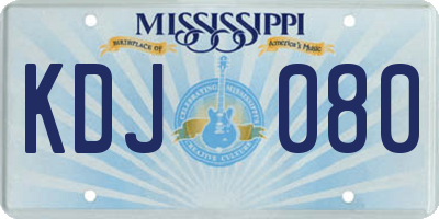 MS license plate KDJ080