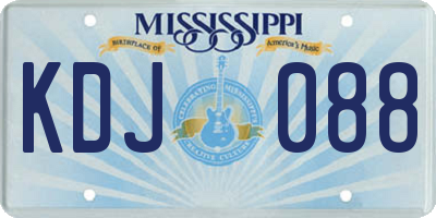 MS license plate KDJ088