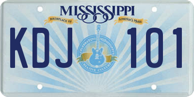 MS license plate KDJ101