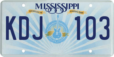 MS license plate KDJ103