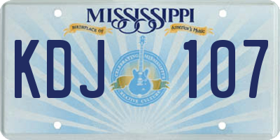 MS license plate KDJ107