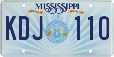 MS license plate KDJ110