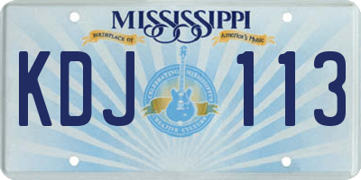 MS license plate KDJ113