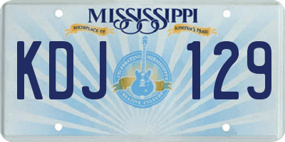 MS license plate KDJ129